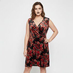 Paper Doll Dress Velour Floral Dark Grunge Faux Wrap Whimsigoth 2X